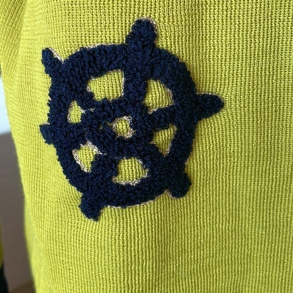 VINTAGE Nautical 🌊 Mustard and Navy Parch Sweater - Picture 7 of 8